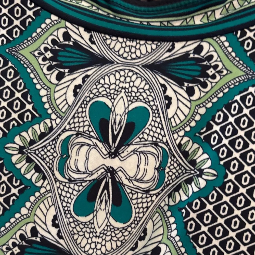 Max Studio Teal & Navy Patterned Midi Shift Dress - Picture 3 of 5